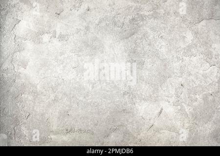 Old white limewashed wall texture, grunge background Stock Photo