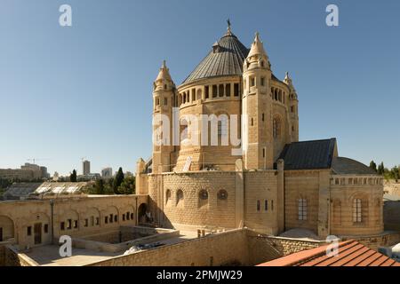 Abbey of Hagia Maria Sion. Abbey of the Dormition of Benedictine Order in Jerusalem, Israel Stock Photo