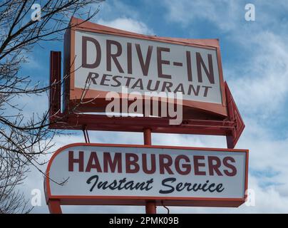 Retro Vintage Sign For A Drive-In Restaurant In The USA Stock Photo