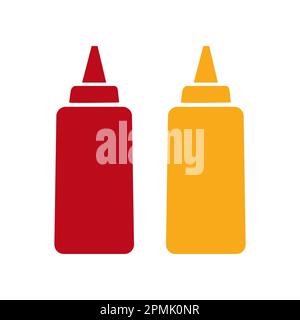 Ketchup and mustard squeeze bottle vector icon illustration Stock Vector