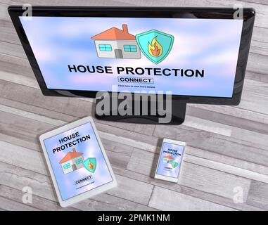 House protection concept shown on different information technology devices Stock Photo