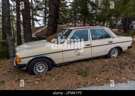 A long unused cab in the Greek part of Cyprus. Pedoulas, Cyprus Stock Photo