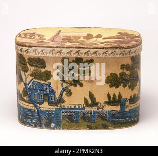 Bandbox And Lid, Grand Canal; USA; block-printed paper on pasteboard support Stock Photo
