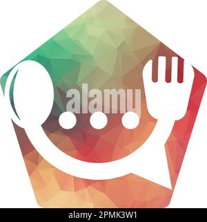 Chat logo form food restaurant icon vector design template food chat vector for restaurant. Stock Vector