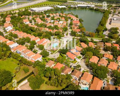 Aerial photo luxury homes in Davie FL USA Stock Photo