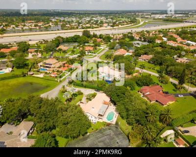 Aerial photo luxury homes in Davie FL USA Stock Photo