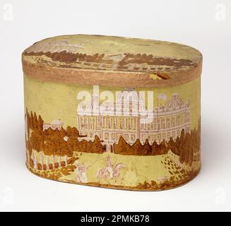 Bandbox And Lid, Old US Capitol; USA; block-printed paper on pasteboard support Stock Photo