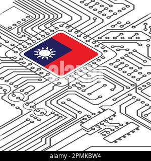 Electric circuit perspective Taiwan microchip Stock Vector