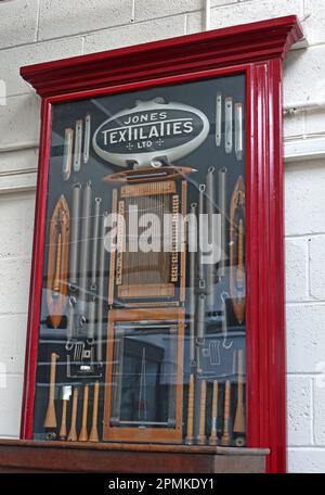 Jones Textilaties Ltd display - 1082 Burnley Road East, Water, Rossendale, Lancashire, England, UK, BB4 9PX Stock Photo
