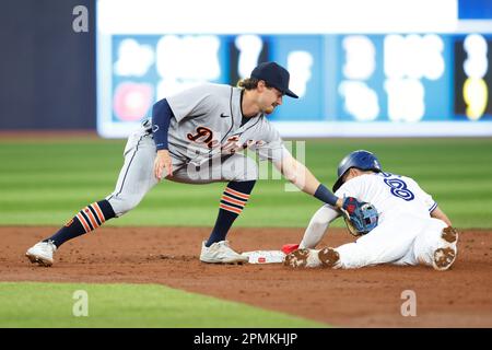 Toronto, Canada. 13th Apr, 2023. Detroit Tigers designated hitter Miguel  Cabrera (24) is honoured by the Blue Jays organization for hitting his  500th career homerun in Toronto last season, ahead of MLB