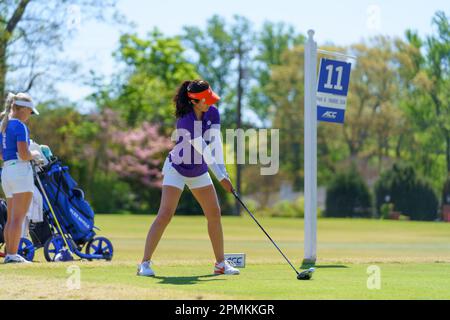 Greensboro, North Carolina, USA. 13th Apr, 2023. Clemson golfer SAVANNAH GREWAL readies her swing at the 2023 ACC Women's Golf Championship (Credit Image: © Josh Brown/ZUMA Press Wire) EDITORIAL USAGE ONLY! Not for Commercial USAGE! Stock Photo