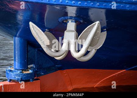The anchor on the river boat Holland at Amsterdam, Netherlands Stock Photo