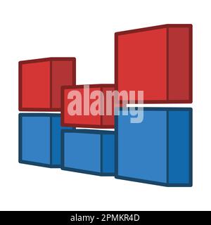 Red Blue Bar Chart. Business Icon Vector Illustration Stock Vector