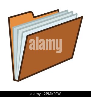 Paper archive on a Brown Folder. Business Icon Vector Illustration Stock Vector