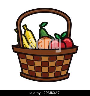 Fruits With Wooden Hampers. Eid Mubarak Icon Vector Illustration Stock Vector
