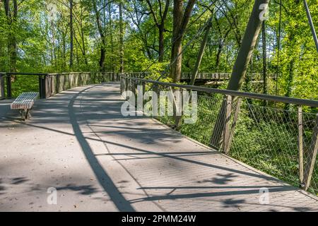 Keneda Canopy Walk, a 600 foot long suspension walkway up to 40 feet in the air through the Storza Woods at the Atlanta Botanical Gardens. (USA) Stock Photo