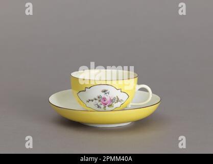 Cup and Saucer Cup And Saucer; Manufactured by Meissen Porcelain Factory (Germany), Meissen Porcelain Manufactory (Germany); Germany; hard paste porcelain, vitreous enamel Stock Photo