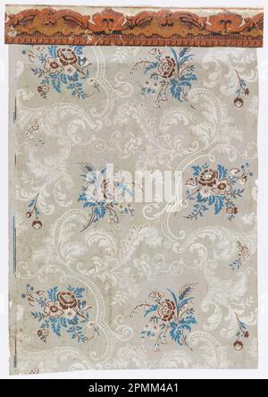 Sidewall And Border (USA); block printed on continuous paper; 72 x 50 cm (28 3/8 x 19 11/16 in.) Stock Photo