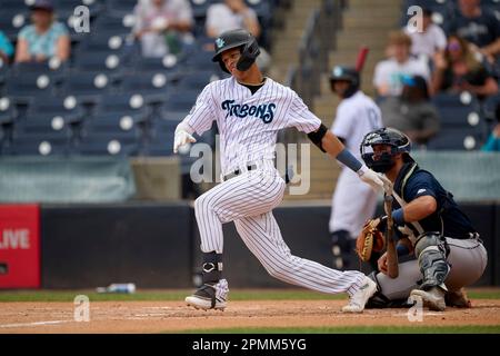 Tampa Tarpons Nelson Medina (3) hits a single during an MiLB Florida ...