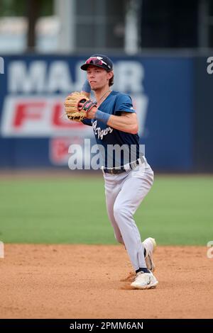 Tampa Tarpons Felix Negueis (29) runs to first base during an MiLB Florida  State League baseball game against the Lakeland Flying Tigers on April 9,  2023 at George M. Steinbrenner Field in