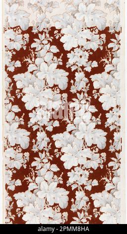 Sidewall (France); block printed and flocked paper, satin ground; 56 cm (22 1/16 in.) Stock Photo