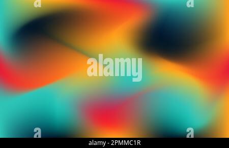 Abstract blurred gradient mesh background vector. Modern smooth design template with soft red, orange, cyan, blue colors blend. Stock Vector