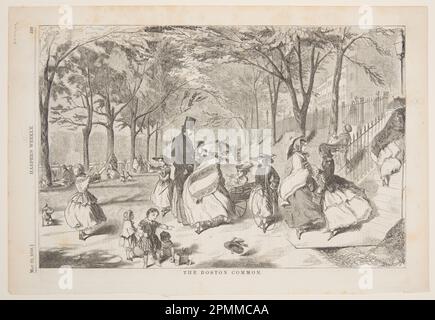 Print, The Boston Common; Published by Harper's Weekly; After Winslow Homer (American, 1836–1910); USA; wood engraving in black ink on paper; 27.8 × 40.6 cm (10 15/16 × 16 in.); 1937-39-4 Stock Photo