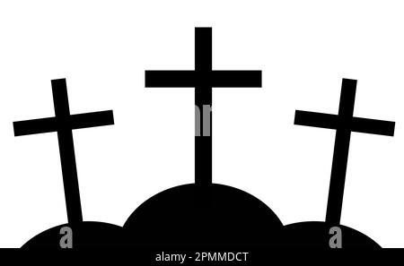 Three crosses on a white background. Stock Photo