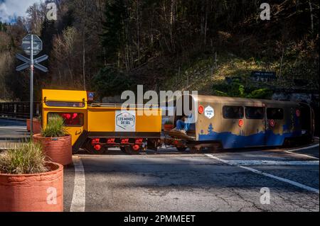 Bex, Vaud Canton, Switzerland - 8 April 2023: Miner's train in the salt mine of Bex on Switzerland Stock Photo