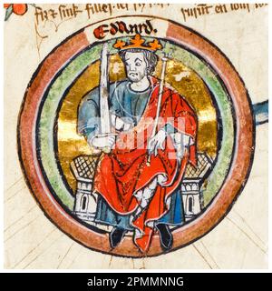 Edward I of England (1239-1307), also known as Edward Longshanks and the Hammer of the Scots was King of England (1272-1307), illuminated manuscript portrait painting, before 1399 Stock Photo