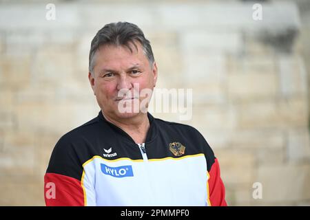 Antalya, Turkey. 14th Apr, 2023. Coach Hubert Brylok during a photo session in the garden of the team hotel. Credit: Marijan Murat/dpa/Alamy Live News Stock Photo