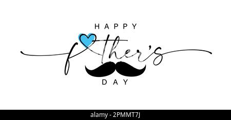 Happy father's day day wishes with heart. Best dad ever, elegant calligraphy with love sign and mustache. Vector text illustration for Fathers Day Stock Vector