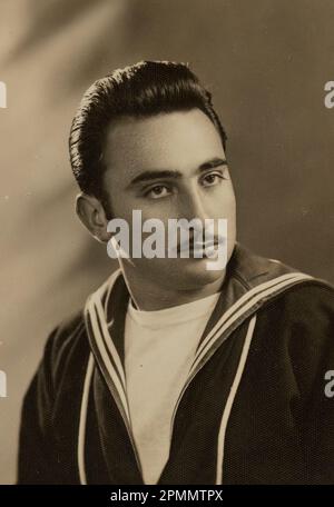 Rome, Italy may 1951: A charming portrait of a handsome man in his 50s with a stylish mustache Stock Photo