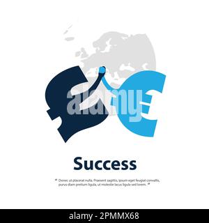 Together Is Better - Let UK Stay in the EU - Design Template With British Pound And Euro Signs Hand in Hand Stock Vector