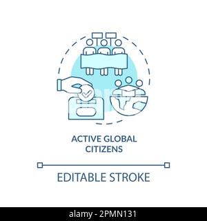Active global citizens turquoise concept icon Stock Vector