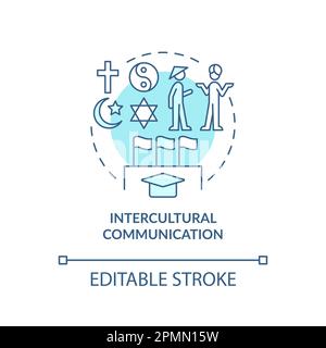 Intercultural communication turquoise concept icon Stock Vector