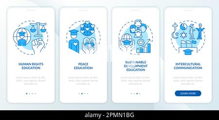 GCED experiences from blue onboarding mobile app screen Stock Vector