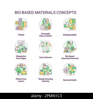 Bio based materials concept icons set Stock Vector