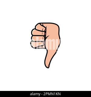 Thumb Down Hand Sign Isolated on a white background. Icon Vector Illustration. Stock Vector