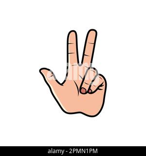Three Finger Hand Sign Isolated on a white background. Icon Vector Illustration. Stock Vector