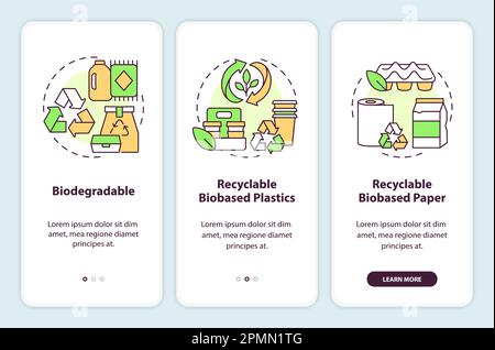 Bio based materials onboarding mobile app screen set Stock Vector Image ...