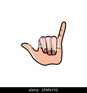 Shaka Hand Sign Isolated on a white background. Icon Vector Illustration. Stock Vector