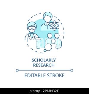 Scholarly research blue concept icon Stock Vector