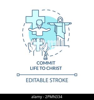 Commit life to Christ turquoise concept icon Stock Vector