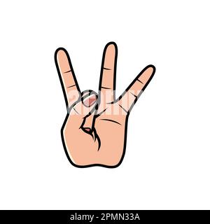 Eight Finger Hand Sign Isolated on a white background. Icon Vector Illustration. Stock Vector