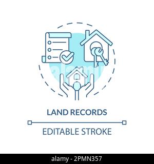 Land records blue concept icon Stock Vector