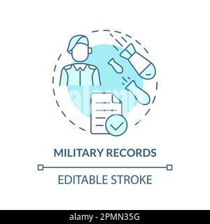 Military records blue concept icon Stock Vector