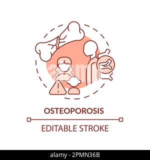 Osteoporosis red concept icon Stock Vector