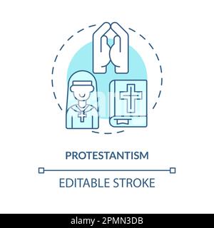 Protestantism turquoise concept icon Stock Vector