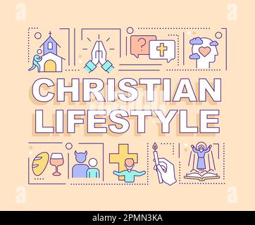 Christian lifestyle word concepts yellow banner Stock Vector